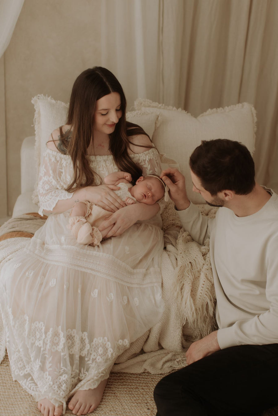 Dani and Ric with their newborn daughter, the inspiration behind Tuscany